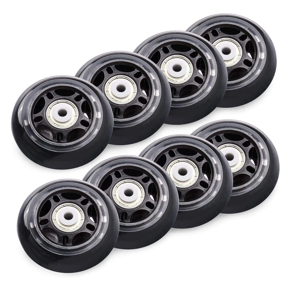 JHKJ 70mm/72mm/ 76mm80mm 82A Inline Skate Wheels, 8 Pack Replacement Roller Skating Wheels for Girls & Boys Wheels with Bearings ABEC 7 - Black,Black,72mm