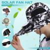 Berlune Men Sun Hat with 2 Solar Fan Fishing Wide Brim Sun Hat for Beach Outdoor Summer Camping, USB & Solar Powered(Black and White,Camouflage) view 4