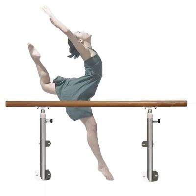 Ballet Barre Stainless Steel Ballet Barre with Wooden Handle, Adjustable Height Wall Mounted Extension Rod, Can Bear A Weight of 300kg (Size : 1.5M/5FT)