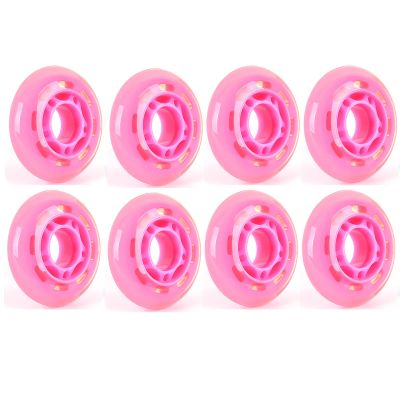 JHKJ 64mm Inline Skate Wheels 82A Inline Skate Wheels not Bearings, Skate Replacement PU Wheel for Inline Roller Skates(8 Pack),Pink