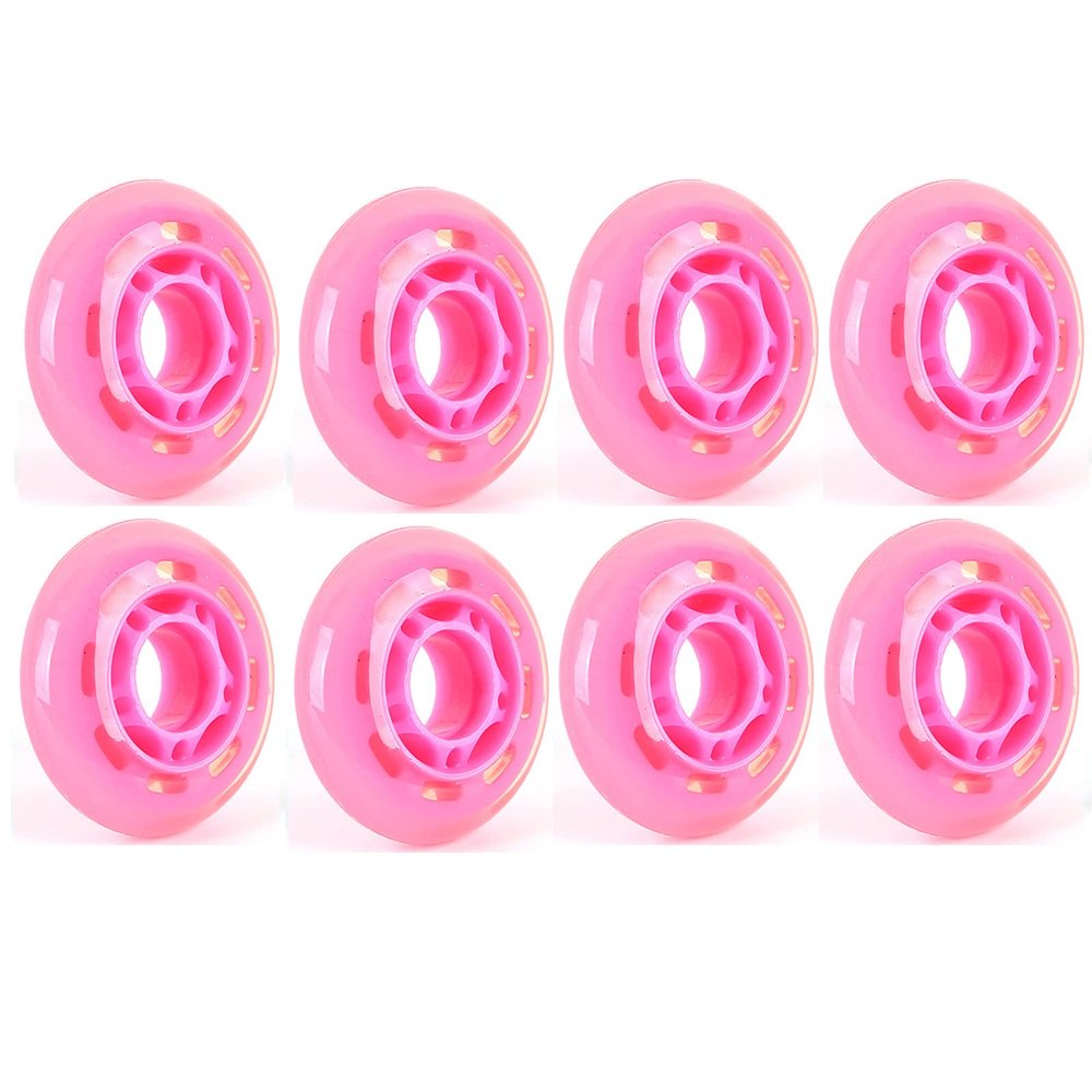 JHKJ 64mm Inline Skate Wheels 82A Inline Skate Wheels not Bearings, Skate Replacement PU Wheel for Inline Roller Skates(8 Pack),Pink