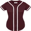 DIGITMON Women's Baseball Softball Jersey Button Down Premium Hip Hop T Shirts Uniform BURGUNDYWHITE, Small view 2