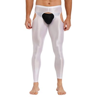 YiZYiF Mens Thin Ice Silk Hollow Out Suspender Compression Pants Baselayer Long Johns Underwear White One Size