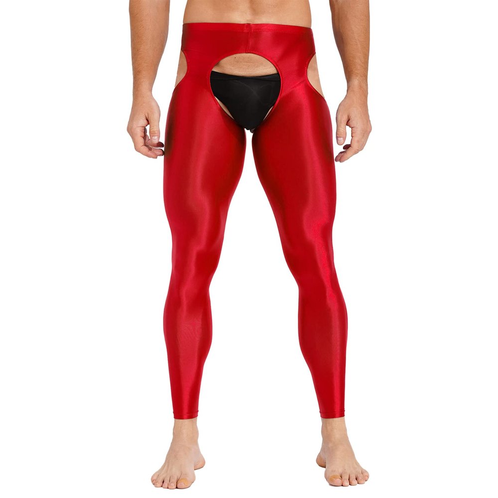 YiZYiF Mens Thin Ice Silk Hollow Out Suspender Compression Pants Baselayer Long Johns Underwear Red One Size