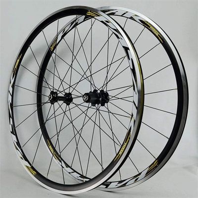 ZECHAO 700C Road Bike Wheelset,30MM Double Wall Alloy Rim Brake Sealed Bearing Hub C/V Rim Brake 7-11 Speed Cassette Wheelset (Color : Brass, Size : 700C)