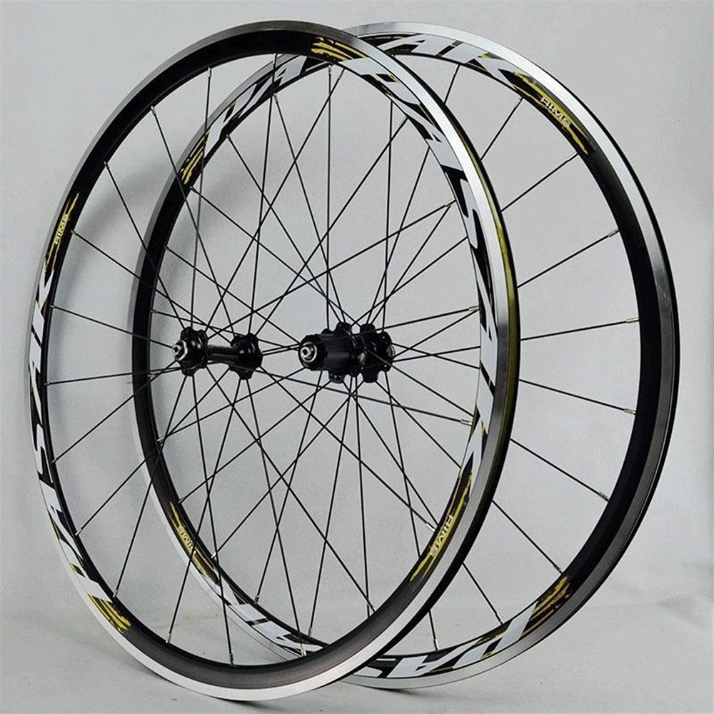 ZECHAO 700C Road Bike Wheelset,30MM Double Wall Alloy Rim Brake Sealed Bearing Hub C/V Rim Brake 7-11 Speed Cassette Wheelset (Color : Brass, Size : 700C)
