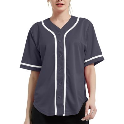 DIGITMON Women's Baseball Softball Jersey Button Down Premium Hip Hop T Shirts Uniform GRAPHITEWHITE, Small