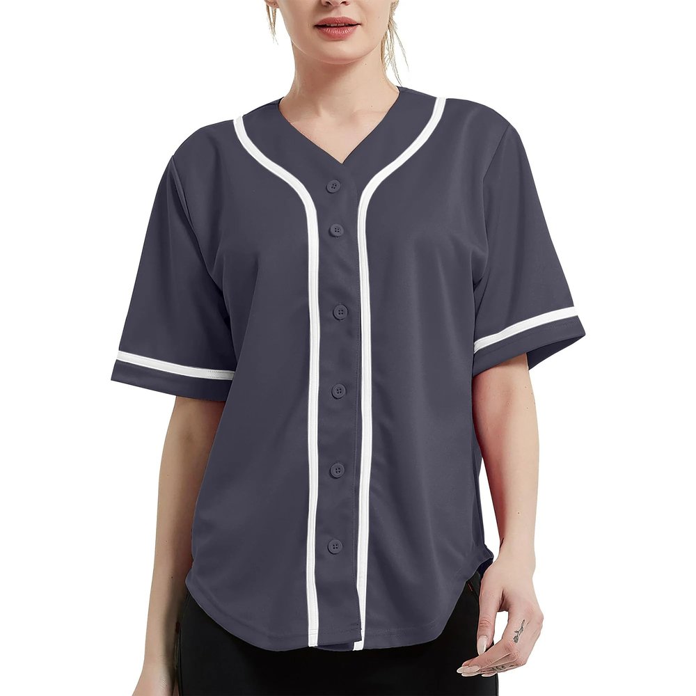 DIGITMON Women's Baseball Softball Jersey Button Down Premium Hip Hop T Shirts Uniform GRAPHITEWHITE, Small