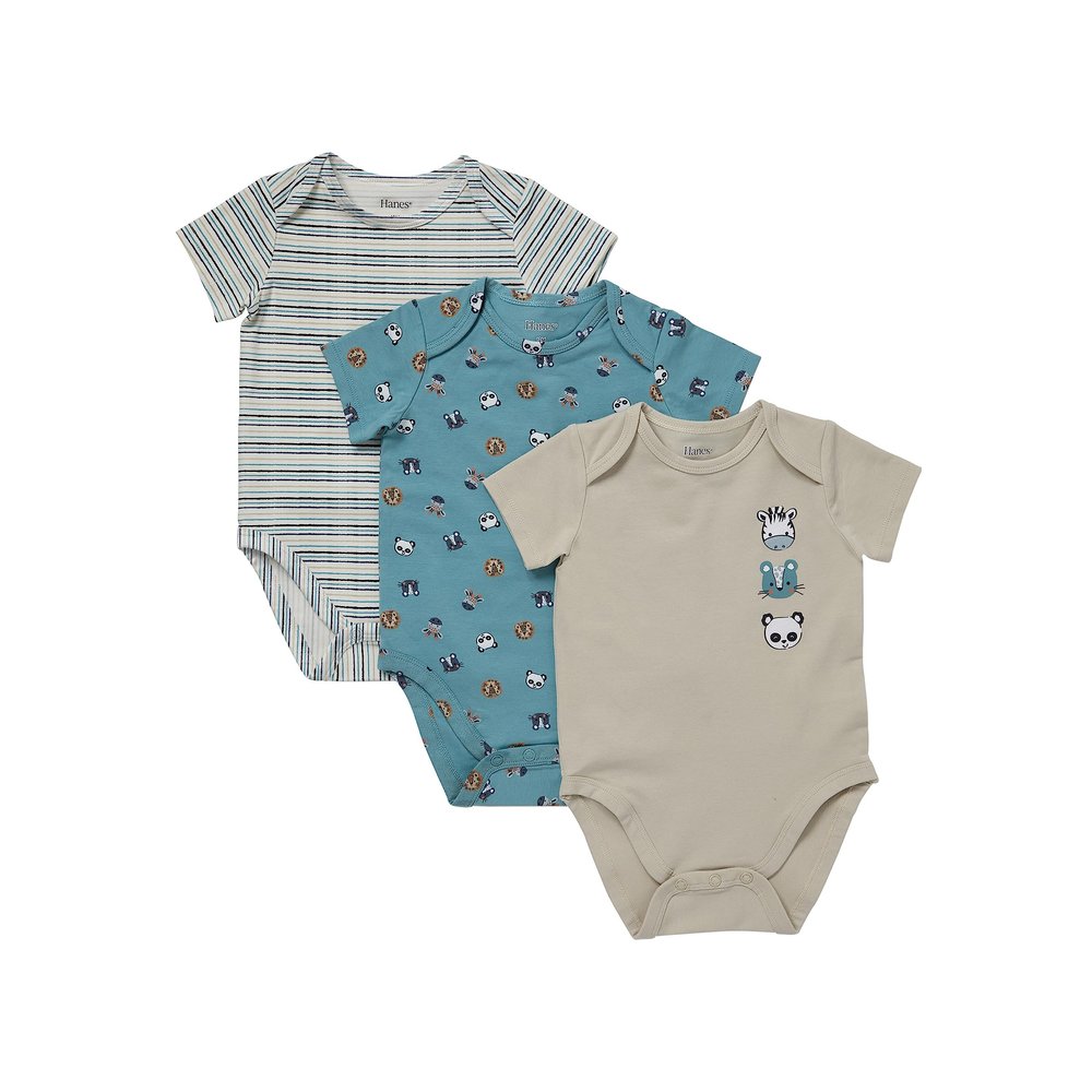 Hanes Unisex Baby Pure Comfort Short Sleeve Bodysuits, Infant Bodysuits, Boys & Girls, 3-Pack