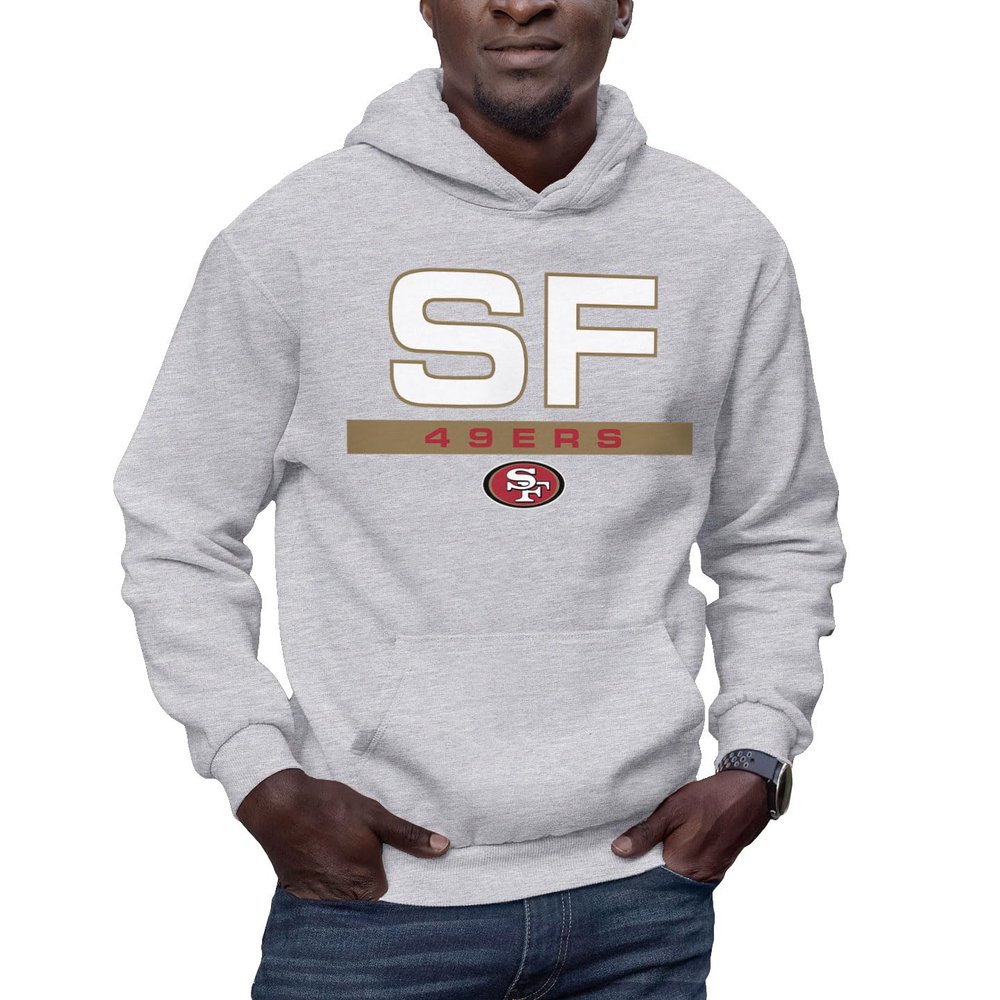 Hybrid Sports NFL - San Francisco 49ers - City Block - Men's and Women's Pullover Hooded Fleece Sweatshirt - Size 2 X-Large - San Francisco 49ers - Athletic Heather