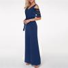 Elegant Jumpsuit for Women Solid Cold Shoulder Mesh Short Sleeve Jumpsuits V-Neck Belted Loose Wide Leg Pants Romper Pantsuit for Women Mono Mujer Elegante Dark Blue view 4