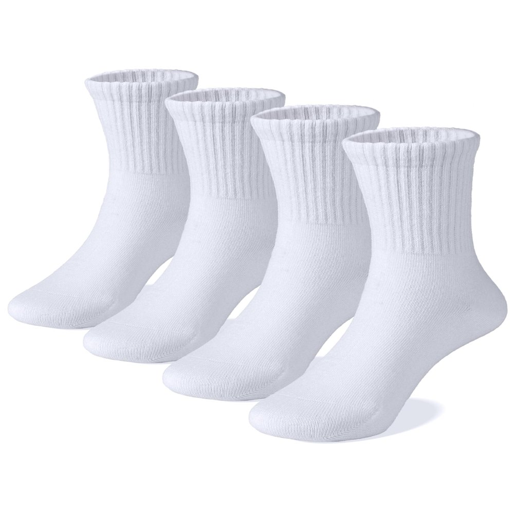 COTTON DAY Unisex School Kids Boys Girls Soft Cotton White Athletic Socks 6-8 Years All White Size M (8)