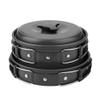 HUAOSN 8PCS Camping Cookware Mess Kit, Backpack Camping Pot and Pans Set, Non-Stick Lightweight Pots Set, Portable Outdoor Cookware for Hiking, Picnic(Black)