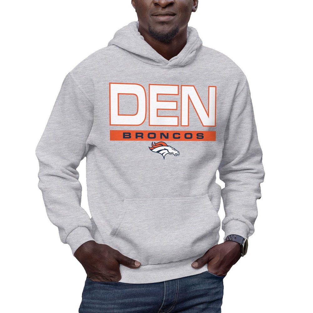 Hybrid Sports NFL - Denver Broncos - City Block - Men's and Women's Pullover Hooded Fleece Sweatshirt - Size 2 X-Large - Denver Broncos - Athletic Heather