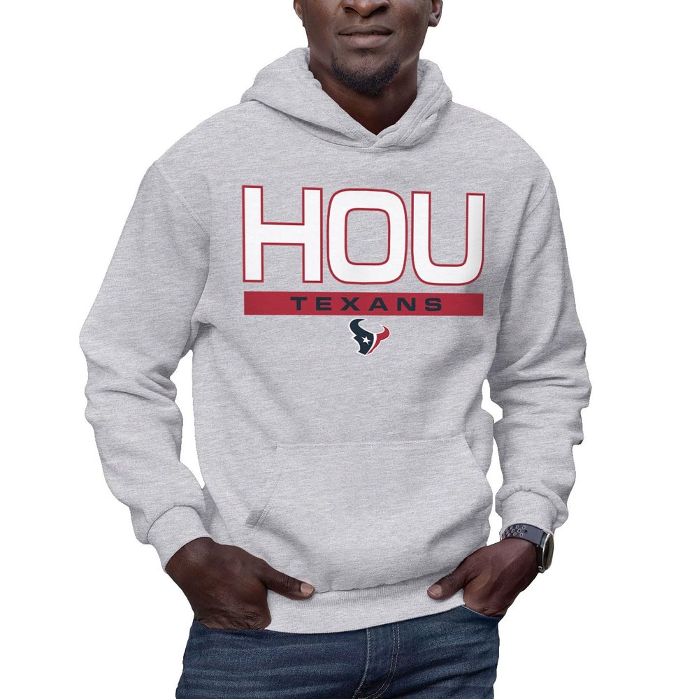 Hybrid Sports NFL - Houston Texans - City Block - Men's and Women's Pullover Hooded Fleece Sweatshirt - Size 3 X-Large - Houston Texans - Athletic Heather