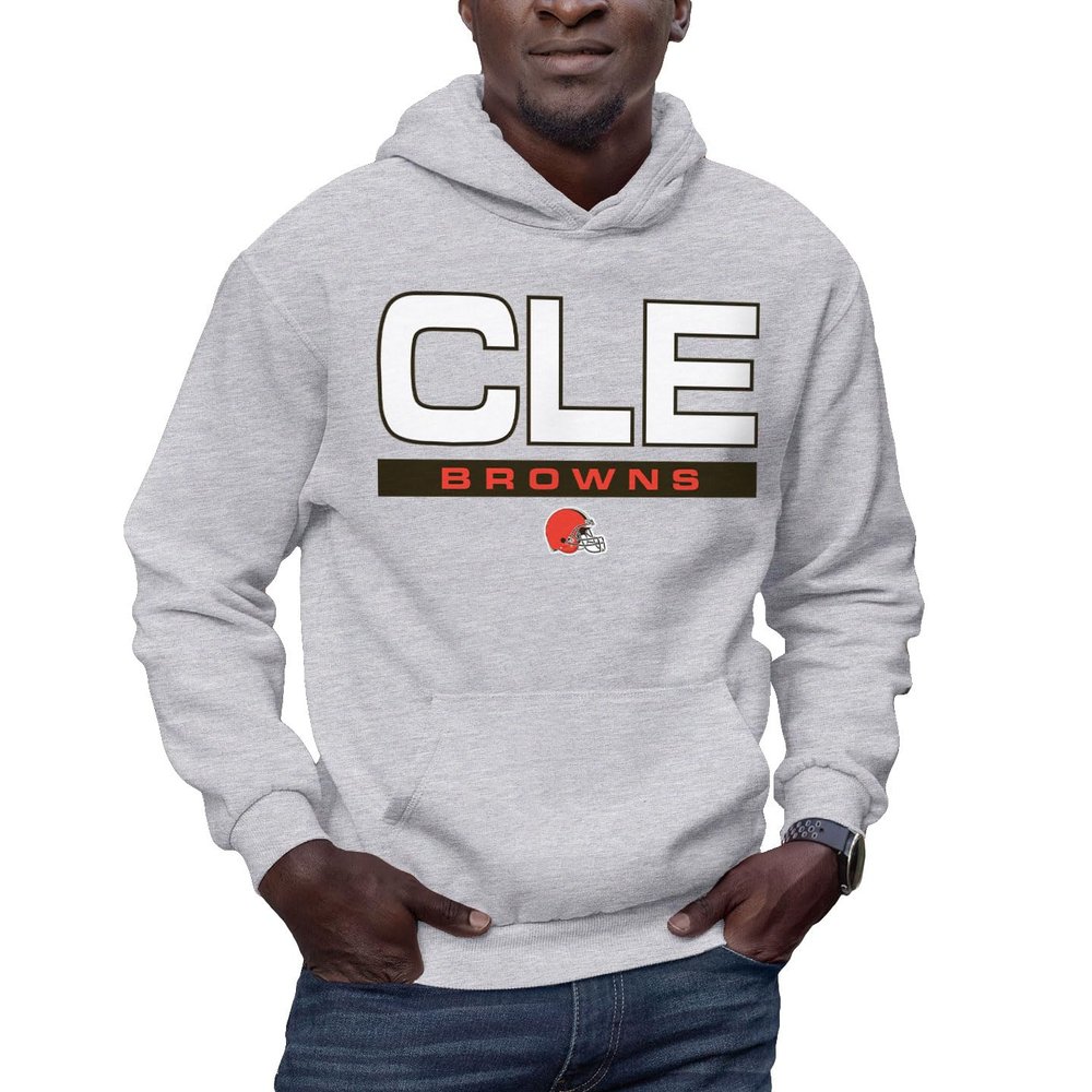 Hybrid Sports NFL - Cleveland Browns - City Block - Men's and Women's Pullover Hooded Fleece Sweatshirt - Size Small - Cleveland Browns - Athletic Heather