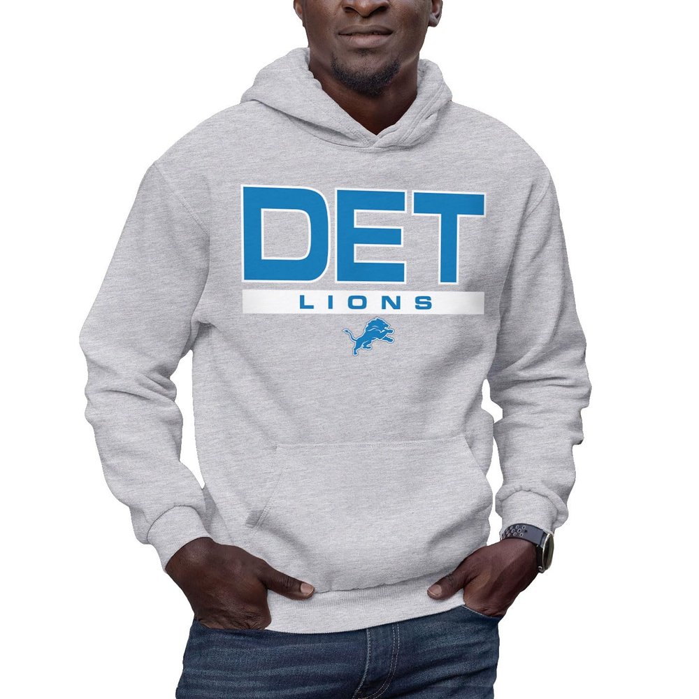 Hybrid Sports NFL - Detroit Lions - City Block - Men's and Women's Pullover Hooded Fleece Sweatshirt - Size Medium - Detroit Lions - Athletic Heather
