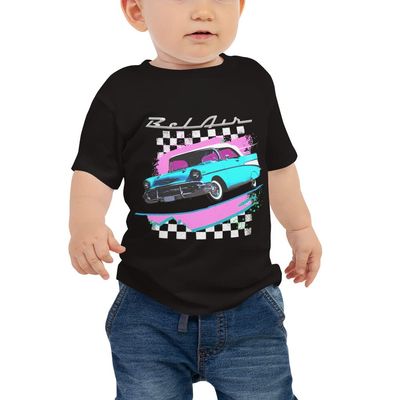 Americana Nostalgia 1957 Chevy Bel Air Classic Car Miami Beach Aesthetic Baby Jersey Short Sleeve Tee