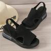 DOIX Soft Comfortable Mesh Knit Sport Sandals for Women Summer Hollow Washable Slingback Ankle Elastic Walking Shoes Casual Breathable Slip on Fish Mouth Sandals,Black,US11/EU42 view 2