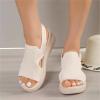 DOIX Soft Comfortable Mesh Knit Sport Sandals for Women Summer Hollow Washable Slingback Ankle Elastic Walking Shoes Casual Breathable Slip on Fish Mouth Sandals,Beige,US8/EU39 view 1