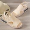 DOIX Soft Comfortable Mesh Knit Sport Sandals for Women Summer Hollow Washable Slingback Ankle Elastic Walking Shoes Casual Breathable Slip on Fish Mouth Sandals,Beige,US8/EU39 view 2
