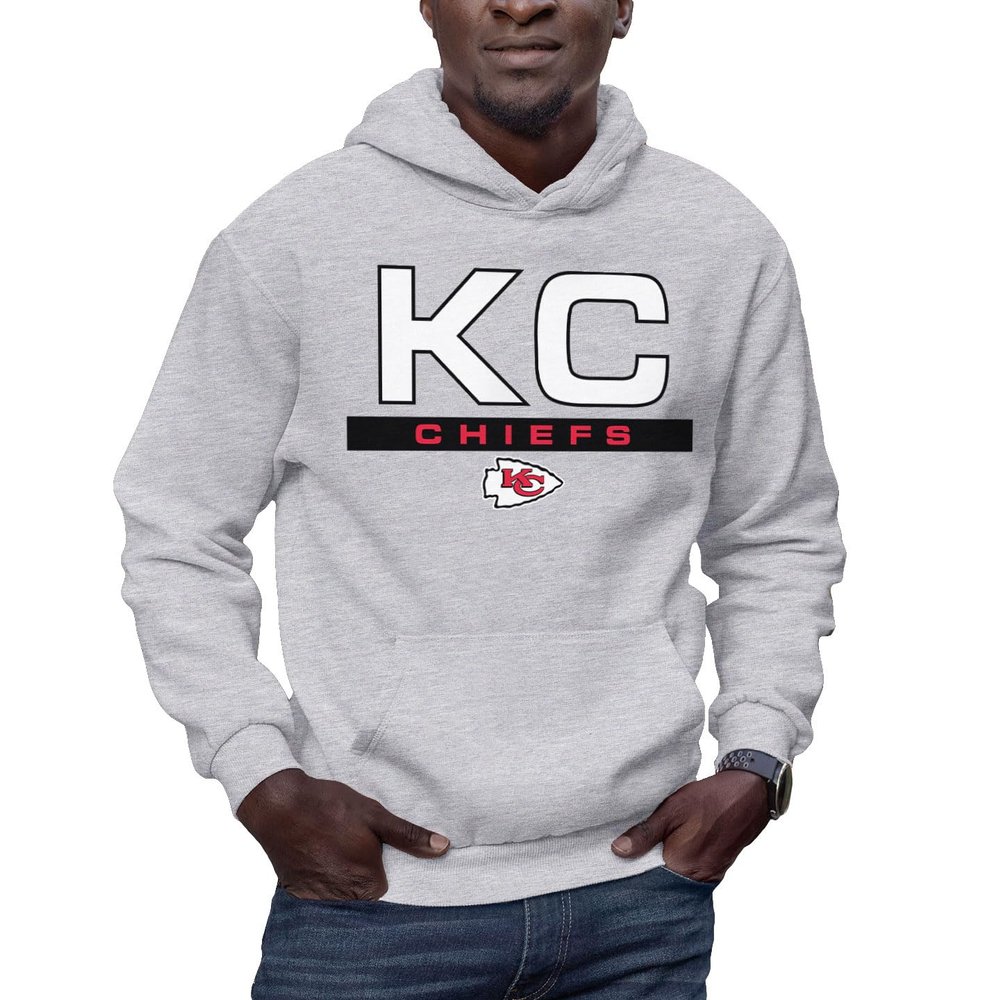 Hybrid Sports NFL - Kansas City Chiefs - City Block - Men's and Women's Pullover Hooded Fleece Sweatshirt - Size 2 X-Large - Kansas City Chiefs - Athletic Heather