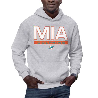 Hybrid Sports NFL - Miami Dolphins - City Block - Men's and Women's Pullover Hooded Fleece Sweatshirt - Size 3 X-Large - Miami Dolphins - Athletic Heather