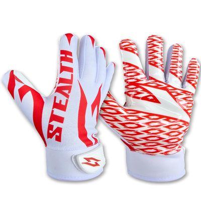 Stealth Football Receiver Gloves White - Battle College Lineman Football Receiver Gloves Be a Villain Not a Joker Adult Men Youth Boys Small to XXL Sizes
