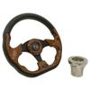 GTW Golf Cart Steering Wheel for Club Car DS Golf Carts | 12.5 Inch Woodgrain Racer Steering Wheel | Includes Chrome Hub Adapter view 1