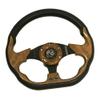 GTW Golf Cart Steering Wheel for Club Car DS Golf Carts | 12.5 Inch Woodgrain Racer Steering Wheel | Includes Chrome Hub Adapter view 2