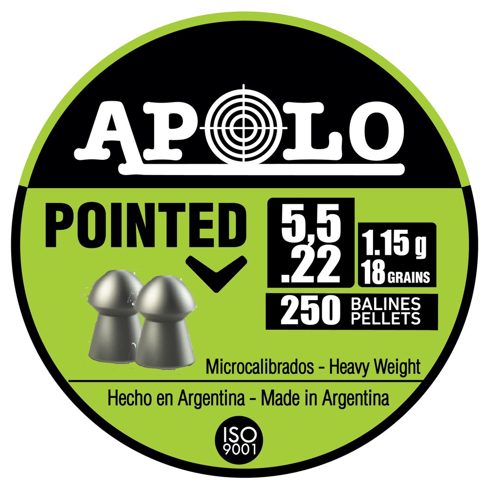 Apolo Pointed Airgun Pellets, 5.5mm, 22 Caliber, E19601,Silver