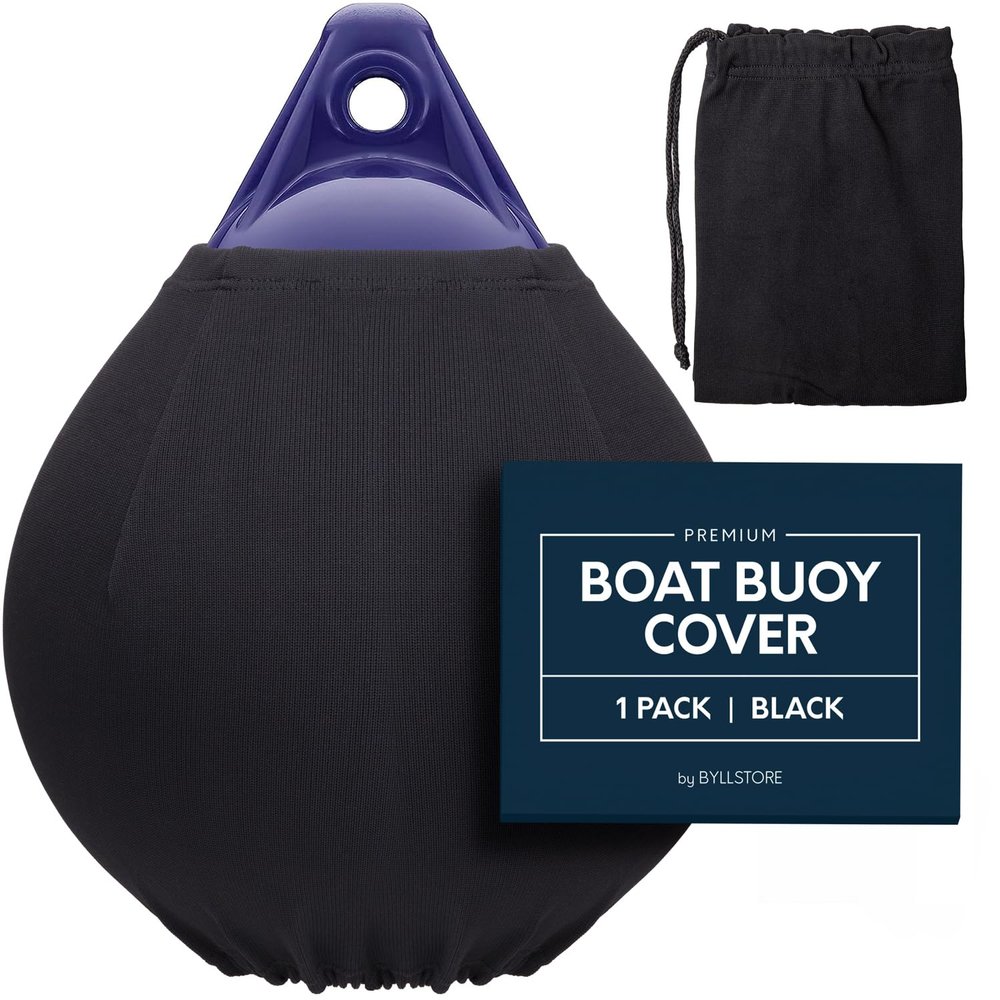 Byllstore Boat Buoy Covers | 1, 2 & 4-Pack | Black | Diameter x Length: 15 x 19 & 17.5 x 21 | Polyester (1-Pack & 17.5 x 21)