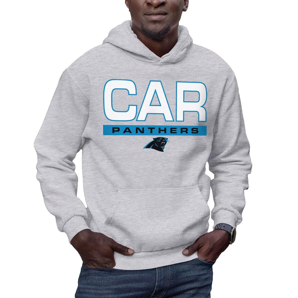 Hybrid Sports NFL - Carolina Panthers - City Block - Men's and Women's Pullover Hooded Fleece Sweatshirt - Size 3 X-Large - Carolina Panthers - Athletic Heather