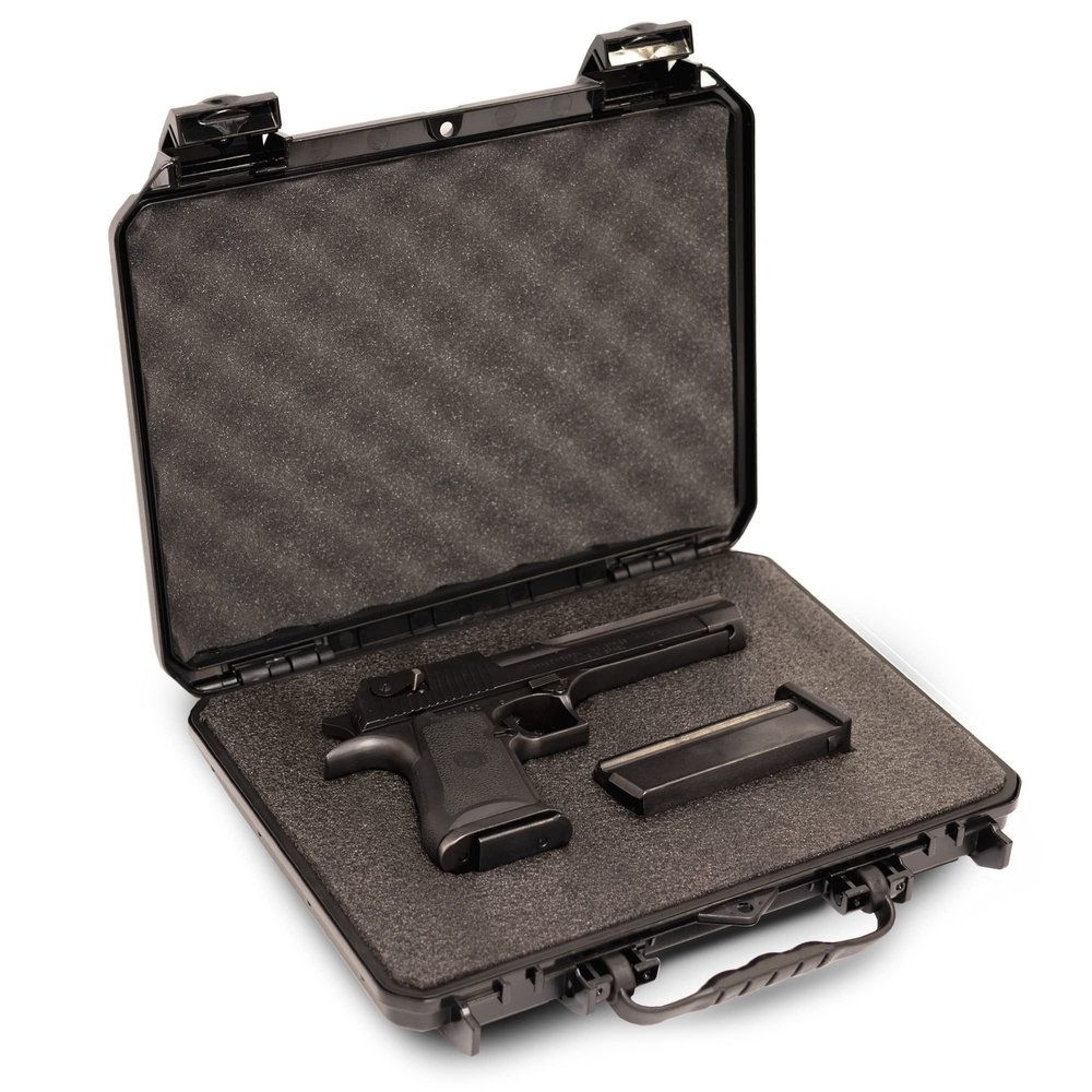 Evergreen 85 ProFoam Protective Hard Case - USA Made/Mil Spec / IP67 Waterproof/for Handguns with Custom Mods, Revolvers, Sights, Magazines (Black ProFoam)