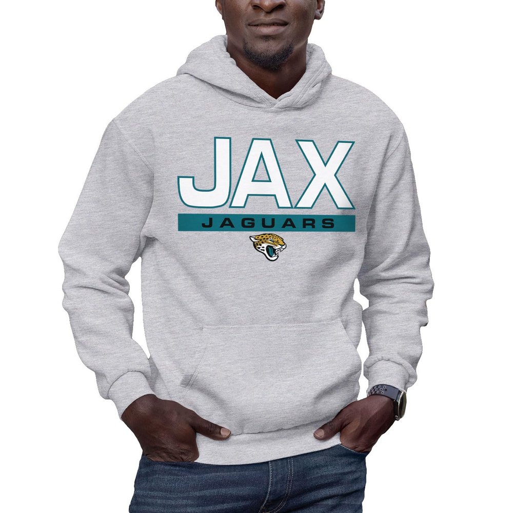 Hybrid Sports NFL - Jacksonville Jaguars - City Block - Men's and Women's Pullover Hooded Fleece Sweatshirt - Size 3 X-Large - Jacksonville Jaguars - Athletic Heather