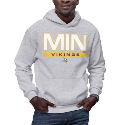 Hybrid Sports NFL - Minnesota Vikings - City Block - Men's and Women's Pullover Hooded Fleece Sweatshirt - Size 2 X-Large - Minnesota Vikings - Athletic Heather