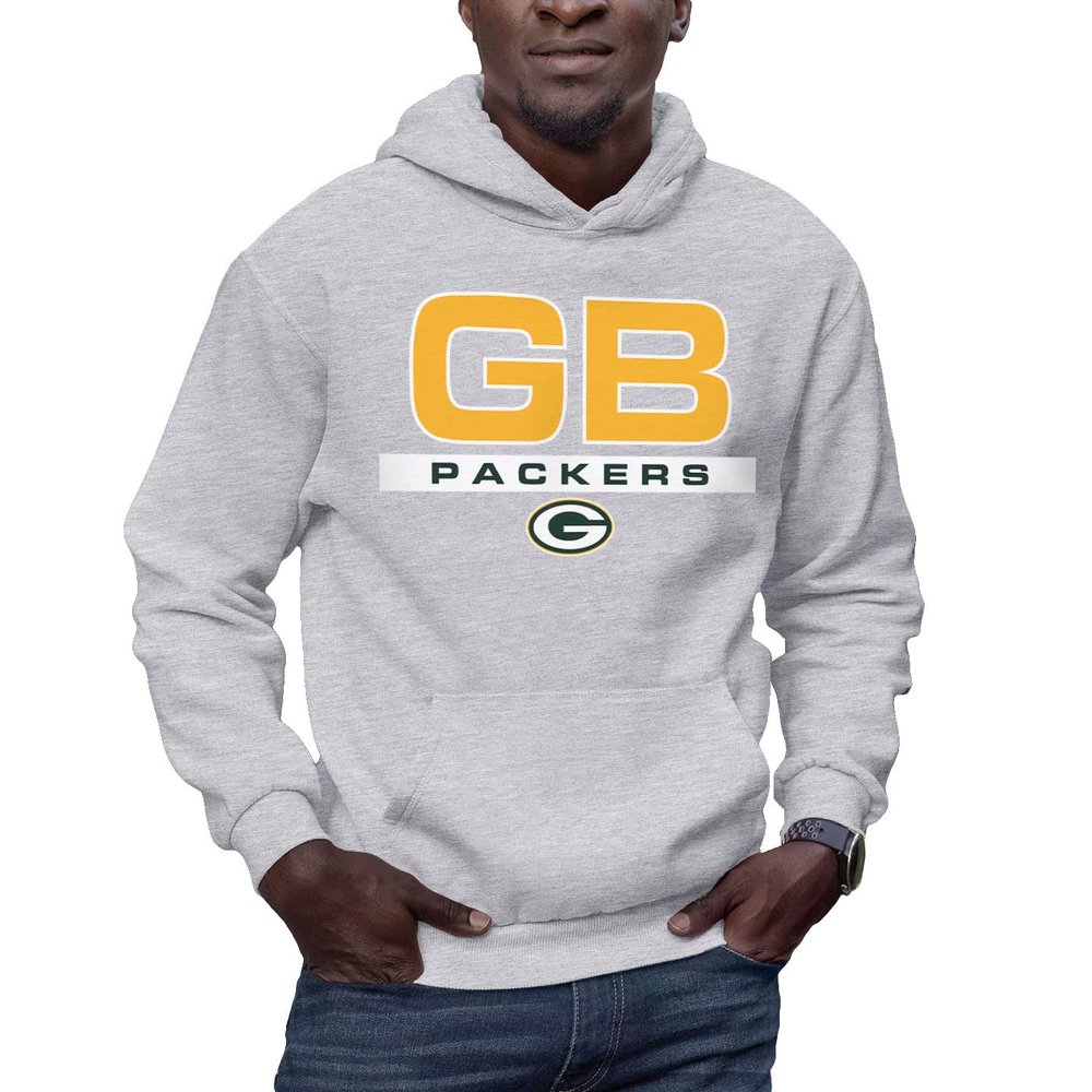 Hybrid Sports NFL - Green Bay Packers - City Block - Men's and Women's Pullover Hooded Fleece Sweatshirt - Size 3 X-Large - Green Bay Packers - Athletic Heather