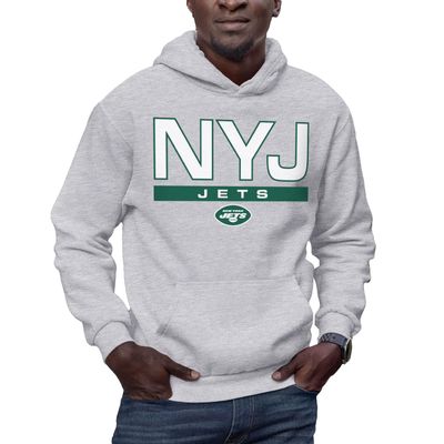 Hybrid Sports NFL - New York Jets - City Block - Men's and Women's Pullover Hooded Fleece Sweatshirt - Size Large - New York Jets - Athletic Heather