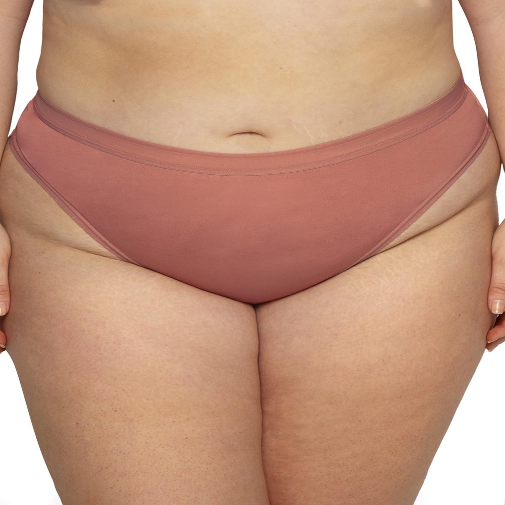 Curvy Couture Women's Silky Smooth Micro High Cut Thong Desert Dawn S
