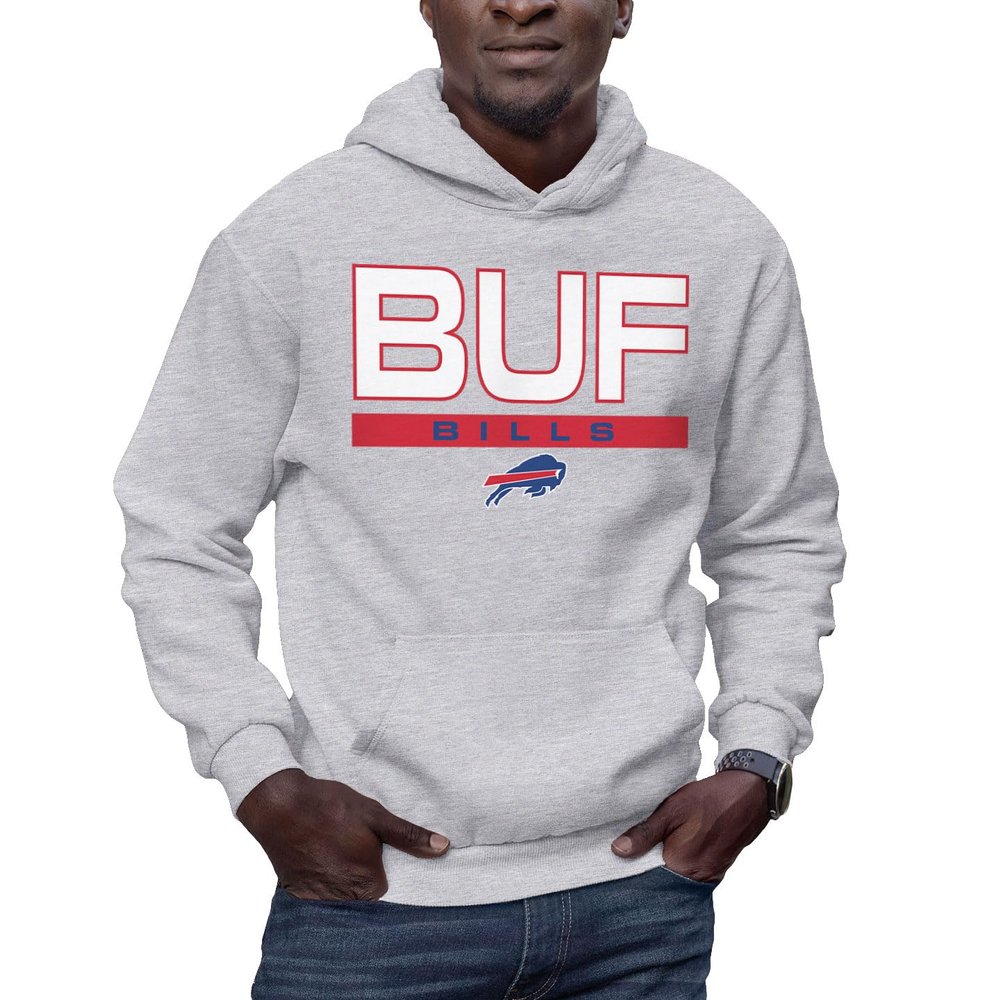 Hybrid Sports NFL - Buffalo Bills - City Block - Men's and Women's Pullover Hooded Fleece Sweatshirt - Size Large - Buffalo Bills - Athletic Heather