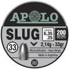 Apolo Slug Airgun Pellets, 6.35mm, 25 Caliber, 33 Grains, E19303 Silver view 1