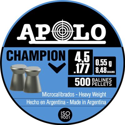 Apolo Champion Airgun Pellets, 4.5mm.177 Caliber, E19001,Silver