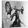 ARTCANVAS Louis Armstrong Jazz Trumpet New Orleans Louisiana Blues Music Lounge Canvas Art Print Stretched Framed Painting Picture Poster Giclee Wall Decor - 26" x 18" (0.75" Deep) view 1