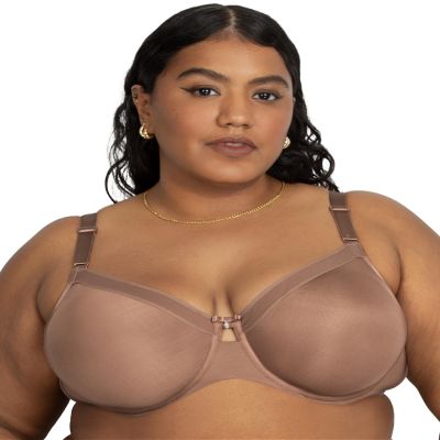 Curvy Couture Women's Plus Size Silky Smooth Micro Unlined Underwire Bra Sweet Tea 44DDD
