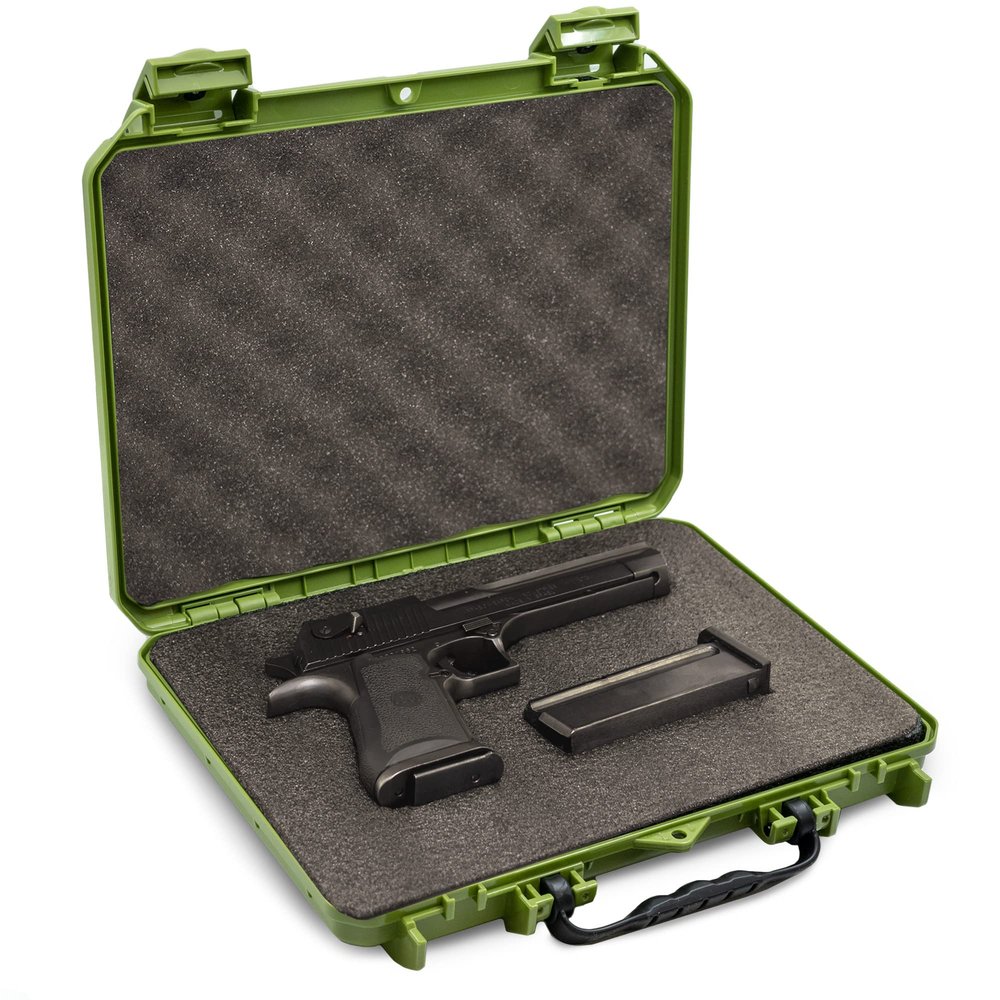Evergreen 85 ProFoam Protective Hard Case - USA Made/Mil Spec / IP67 Waterproof/for Handguns with Custom Mods, Revolvers, Sights, Magazines (Green ProFoam)