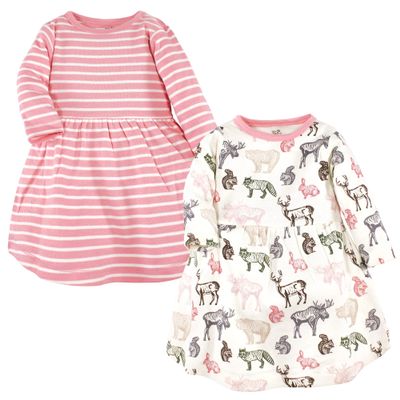 Touched by Nature Girls Organic Cotton Short-Sleeve and Long-Sleeve Dresses, Woodland, 12-18 Months
