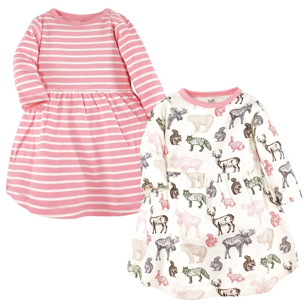 Touched by Nature Girls Organic Cotton Short-Sleeve and Long-Sleeve Dresses, Woodland, 12-18 Months