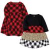 Hudson Baby Infant and Toddler Girl Cotton Dresses, Buffalo Plaid Leopard, 2 Toddler view 1