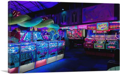 ARTCANVAS Colorful Arcade Pinball Machine Game Club Canvas Art Print Stretched Framed Painting Picture Poster Giclee Wall Decor - 40" x 26" (0.75" Deep)