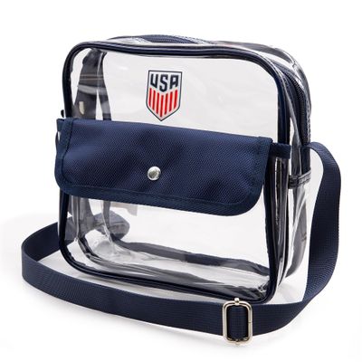 Icon Sports Clear Stadium Bag | Official licensed U.S. Soccer Stadium Approved Clear Crossbody Bag with Zipper and Side Pocket | Crossbag